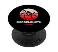 Barceloneta España Palmera Playa Puesta De Sol Diseño PopSockets PopGrip Adhesivo