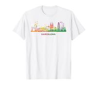 Barcelonian Skyline Colorido Paisaje Urbano Barcelona Camiseta