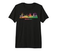 Barcelonian Skyline Colorido Paisaje Urbano Barcelona Camiseta Premium