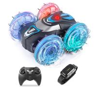 Barco anfibio teledirigido para niños, 4WD RC Stunt Car con mando a distancia impermeable, 2,4 GHz Gesture RC Cars con luces LED, juguetes para piscina de agua, regalos para niños y niñas
