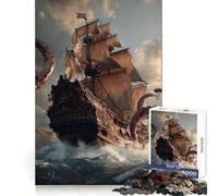 Barco atacado por tentáculos de Pulpo Gigante Rompecabezas de 1000 Piezas para Adultos Juguete de lógica Mental Antiestrés Corte Firme Regalo increíble 38x52cm