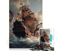 Barco atacado por tentáculos de Pulpo Gigante Rompecabezas de 1000 Piezas para Adultos Juguete de lógica Mental Antiestrés Corte Firme Regalo increíble 38x52cm