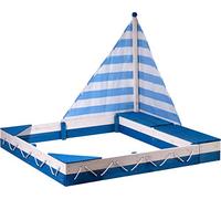 Barco de Arena Mariti con Vela y Dos Cajas de Juguetes, 138,5 x 124 x 115,5 cm, Color Azul y Blanco