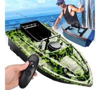 Barco de cebo a control remoto de doble motor con tolva de carga de 1,5 kg, control remoto de 500 m, resistente al viento y a las olas para una mejor experiencia de pesca