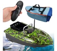 Barco de cebo con control remoto con alcance de 500 m, capacidad de 1,5 kg, motores duales, buscador de peces y luz LED para pesca nocturna