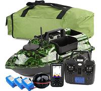 Barco de cebo de pesca GPS con sensor de sonar, lancha rápida inalámbrica RC para pesca de carpa, incluye 3 tolvas y buscador de peces LCD