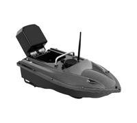 Barco de cebo teledirigido con luz LED, barco de pesca RC recargable, gran depósito de alimentación con carga de 1,5 kg, carcasa robusta de acero inoxidable ABS en negro