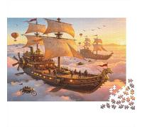 Barco de Fantasía en el Cielo Puzzle de 1000 Piezas Papel Puzzle para Adultos Aventura Relajación Decoración Regalo Familiar 38x26cm/1000pcs