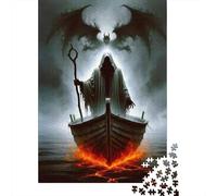 Barco de la Parca Oscura 1000 Piezas Puzzle: Barco Fantasma con Resplandor Ardiente para Adultos Adolescentes Juego Educativo para Aliviar el Estrés 52x38cm/1000 Piezas