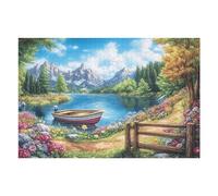 Barco de Lago cabaña Campo Naturaleza Salvaje Puzzle 1000 Piezas Educativo 3D Happy Time Juego De Rompecabezas para Familia Entretenimiento Creativo Construir Maquetas 1000 PCS