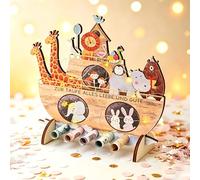 Barco de Madera con Luces, Regalo de Bautismo del Arca de Noé de Madera, con Base, Cinta Roja, para Niñas y Niños comunión o Como pieza Decorativa