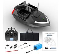 Barco de pesca inteligente GPS RC cebo, crucero automático, doble motor, tres tolvas, gran capacidad, luz nocturna LED, buscador de peces, barco, 12000 mAh (negro)