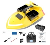 Barco de pesca inteligente GPS RC cebo, crucero automático, doble motor, tres tolvas, gran capacidad, luz nocturna LED, buscador de peces, barco, 12000 mAh (amarillo luminoso)