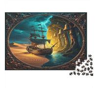 Barco de Vela Aventura Puzzle de 1000 Piezas Puzzle para Adultos Playa Nocturna Costa diversión Familiar Alivio estrés decoración Regalo 52x38cm/1000pcs