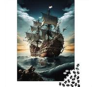 Barco de Vela Clásico Puzzle de 1000 Piezas Papel para Adultos Escena de Aventura Marina Juego de Puzzle 1000 Piezas Relajante Familia Decorativo Regalo 70x50cm/1000pcs