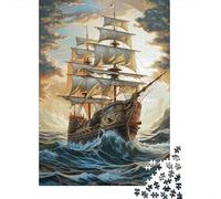 Barco de Vela Clásico Puzzle de 1000 Piezas para Adultos Papel Juego de Puzzle 1000 Piezas Mar En Tempestad Decoración Regalo 70x50cm/1000pcs