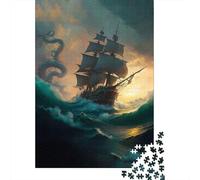 Barco de Vela Criatura Marina Puzzle de 1000 Piezas Papel para Adultos Aventura Relajación Hogar 70x50cm/1000pcs