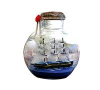Barco de Vela en Botella de Deseos Botellas de Corcho de Vidrio, Decoración de Botella de Deriva, Kit de Barco Pirata en una Botella, Regalo de Barco de Vela Hecho a Mano, (A3)