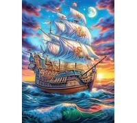 Barco de Vela en el océano mágico Puzzles 1000 Piezas Desafío Nivel Difícil Animal Lindo de Cuento de Hadas Rompecabezas para Adultos Aliviar Estrés Decoración Hogar DIY Moderno Portátil 1000 PCS