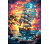 Barco de vela en el océano mágico Puzzles 1000 Piezas Maquetas 3D Educativas Profesionales Animal lindo de cuento de hadas Rompecabezas Para Familia Construir DIY Moderno Aliviar Estrés Decoración 100