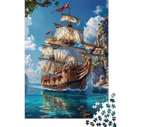 Barco de Vela Histórico Puzzle de 1000 Piezas Papel para Adultos Aventura Marina Juego de Puzzle 1000 Piezas Familia Relajación Decoración Hogar 52x38cm/1000pcs