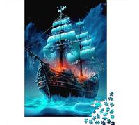 Barco de Vela Misterioso Puzzle de 1000 Piezas para Adultos Papel Escena Nocturna Océano Relajación Familia Decoración Regalo 38x26cm/1000pcs