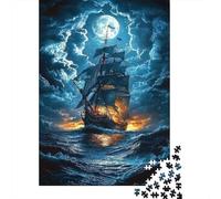 Barco de Vela Nocturno Puzzle de 1000 Piezas Papel para Adultos Vista Mar a la Luz de la Luna Juego de Puzzle 1000 Piezas Relajación Hogar Regalo 38x26cm/1000pcs
