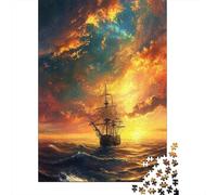 Barco de Vela Océano Atardecer Puzzle de 1000 Piezas Papel Puzzle para Adultos Relajación Concentración Decoración Hogar Regalo Familia 38x26cm/1000pcs