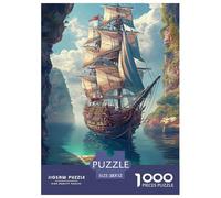 Barco de vela Puzzle 1000 piezas Zona Cañón y mar Puzzles Difícil y Estimulante Decoración Interior de Cartón 100% Reciclado para Adultos 52x38cm/1000pcs