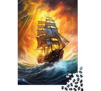 Barco de Vela Puzzle de 1000 Piezas Papel para Adultos Océano Atardecer Decoración Juego de Puzzle 1000 Piezas Relajación Familia Regalo 38x26cm/1000pcs