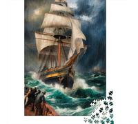 Barco de Vela Tormenta Puzzle de 1000 Piezas Puzzle para Adultos Aventura Marina Papel Juego de Puzzle Familia Regalo 70x50cm/1000pcs