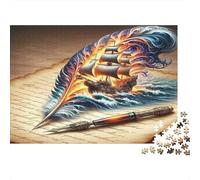 Barco de Vela Vintage Puzzle de 1000 Piezas Papel para Adultos Escena de Escritura Creativa Puzzle para Adultos Relajación Concentración Decoración Regalo 38x26cm/1000pcs