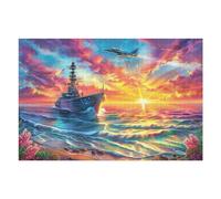 Barco en el Mar al Atardecer Rompecabezas 1000 Piezas Cartón para Principiantes Días Lluviosos Tiempo Libre En Casa para Reyes Magos Detalle De Cumpleaños 1000 PCS