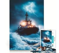 Barco en Medio de una tormenta con relámpagos Rompecabezas de 1000 Piezas para Adultos Regalo Ideal para quienes Buscan un Juego de lógica Entretenimiento Ligero y Elegante Bordes definidos Un Regalo