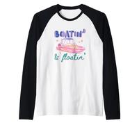 Barco Flotante Barco Lago Verano navegante Amante del Agua Muelle Arte Camiseta Manga Raglan
