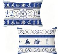 Barco Funda Cojin 60x80 cm Lino Juego de 2, Azul Cojines Exterior Impermeable para Home Decoration, Funda Almohada 80 con Cremallera Oculta, Regalos Originales para Mujer, Lavable A MáQuina 171-W