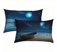 Barco Fundas Cojines 60x80 Terciopelo Juego de 2, Funda Cojin Azul Marino Súper Suaves y Cómodas, Funda de Almohada con Cremallera Oculta, Durable y Fácil Cuidado, para Sofá, Cama, Silla S6-178