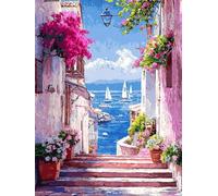 barco Kit Pintura de Diamantes 5D Adultos Principiantes, flores Diamond Art Kit Completo, Actividad Relajación Antiestrés, Regalos Originales para Mujeres Cumpleaños, Decoración Hogar 30x40 cm qo-35