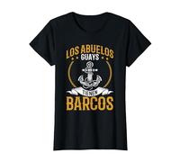 Barco Los Abuelos Guays Tienen Barcos Capitán del Buque Camiseta, Mujer, Negro, 3XL