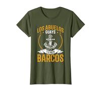 Barco Los Abuelos Guays Tienen Barcos Capitán del Buque Camiseta, Mujer, Verde Oliva, M