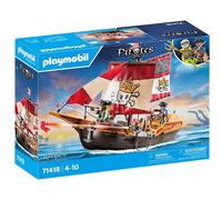 PLAYMOBIL Pirates 71418 Barco Pirata, emocionantes Aventuras en Alta mar, con Accesorios completos como un telescopio, brújula y cañones, Juguetes para niños a Partir de 4 años