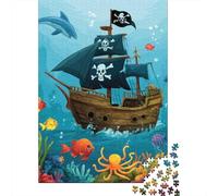 Barco Pirata Paquete Estilo Aventura submarina Rompecabezas Cartón Premium 1000 Piezas, Entrenamiento Cerebral Adultos, Regalo, Descanso Oficina 52x38cm/1000pcs