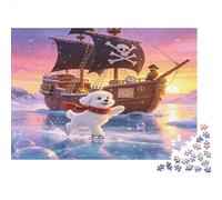 Barco Pirata Puzzle de 1000 Piezas Papel Puzzle para Adultos Perro Patinando Relajación Decoración Familiar Regalo 52x38cm/1000pcs