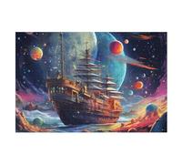 Barco pirata Puzzle EnfFourmis 1000pcs, rompecabezas de madera - Kit de bricolaje Relax Juegos para adolescentes y adultos Regalos (75 × 50 cm)