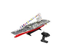 Barco portaaviones RC a escala 1/480, mini modelo de buque de guerra de 2.4 G con doble motor de alta velocidad para que los niños se diviertan y aprendan, impermeable con luces LED para piscinas y