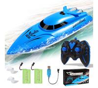 Barco RC, 2,4 GHz de Alta Velocidad Mini Barcos, Barcos de Control Remoto para Piscinas y Lagos, Radio Control de Motos acuáticas para niños, 30+ Mins, 2 Pilas