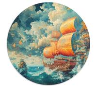 Barco Velero Rompecabezas Redondo De 1000 Piezas para Adultos paisajes Naturales Descompresión Y Regalo Circular Creative EduGatoivo Divertido Juego Familiar 1000pcs (67.5x67.5cm)