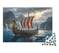 Barco Viking Puzzle de 1000 Piezas Puzzle para Adultos Navegación en el Mar Historia Relax Juego para Toda la Familia 70x50cm/1000pcs