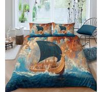 Barco vikingo-00e9-468c-bf7f-5abb924219c9 Juego De Ropa De Cama para,Funda Nórdica Y Fundas De Almohada Funda De Edredón De Microfibra Impre