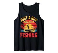Barco vintage al atardecer solo un chico que ama pescador de pesca Camiseta sin Mangas